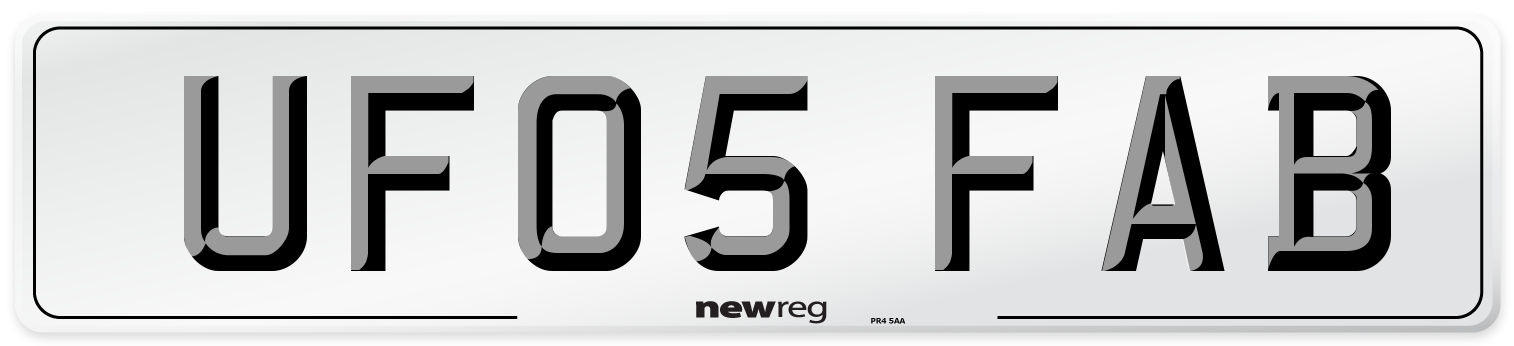 UF05 FAB Number Plate from New Reg